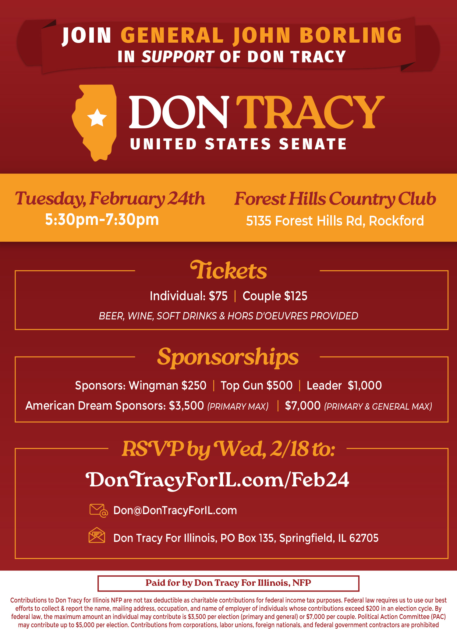 Join General John Borling in Support of Don Tracy